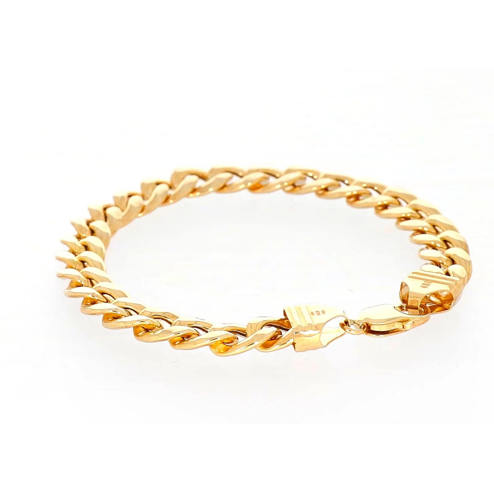 9ct Yellow Gold Silver Filled 23cm Curb Bracelet