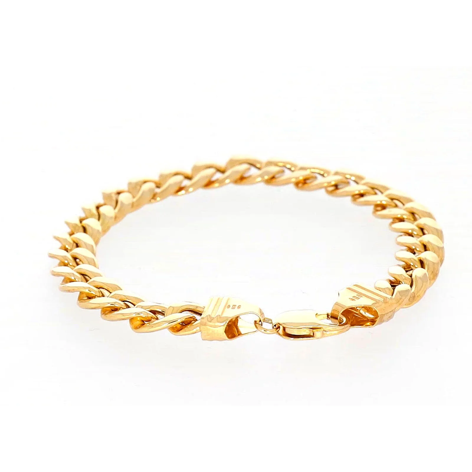 9ct Yellow Gold Silver Filled 23cm Curb Bracelet