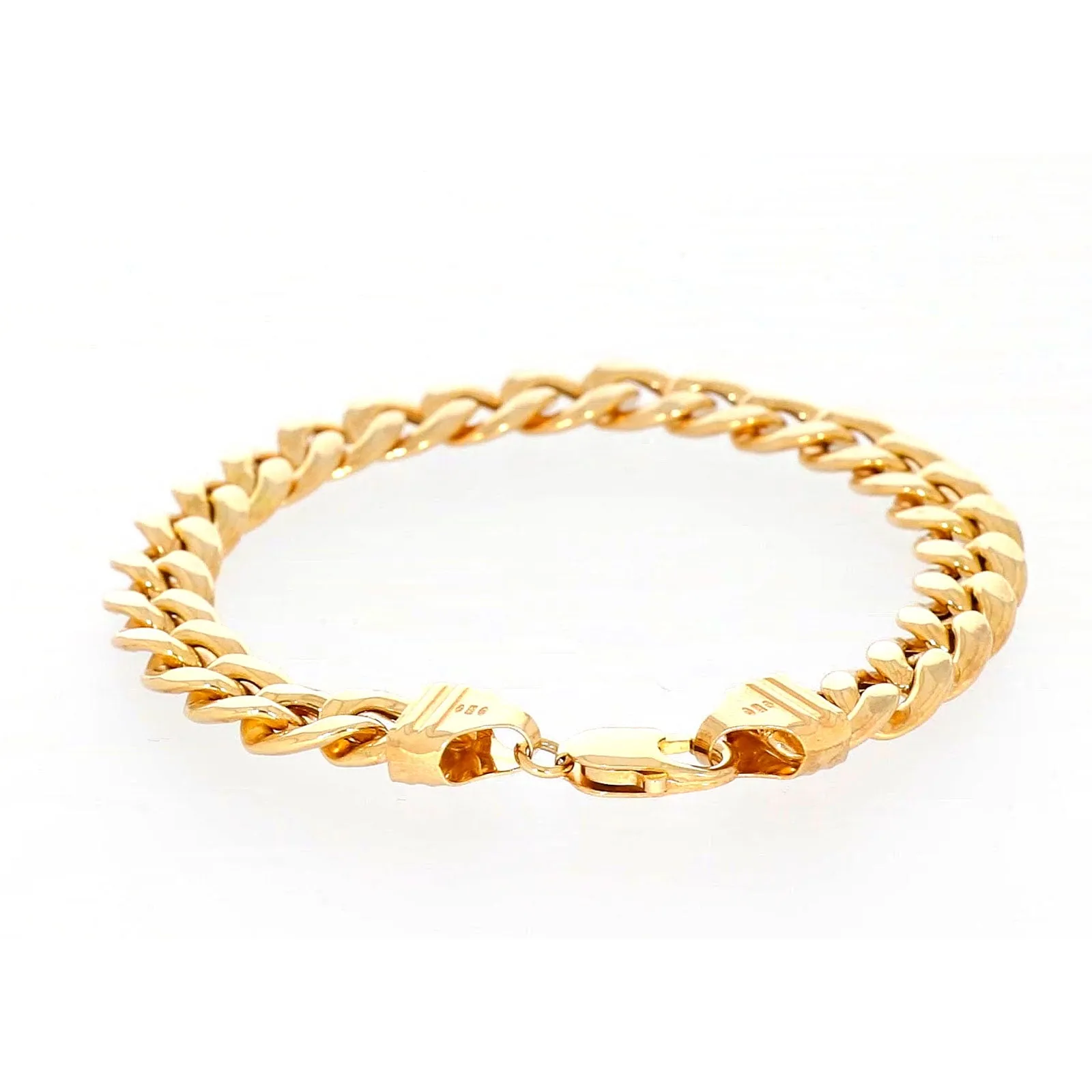 9ct Yellow Gold Silver Filled 23cm Curb Bracelet