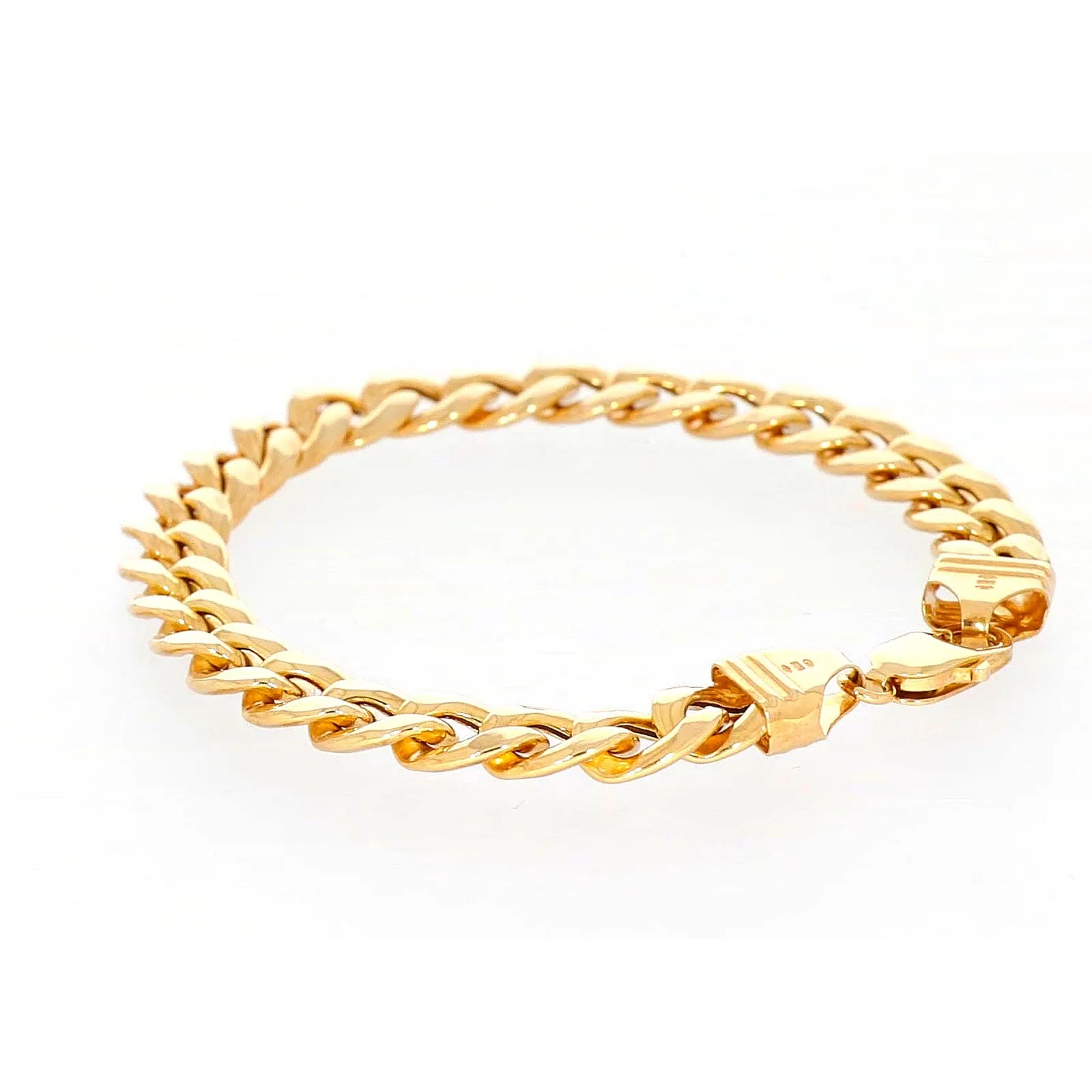 9ct Yellow Gold Silver Filled 23cm Curb Bracelet