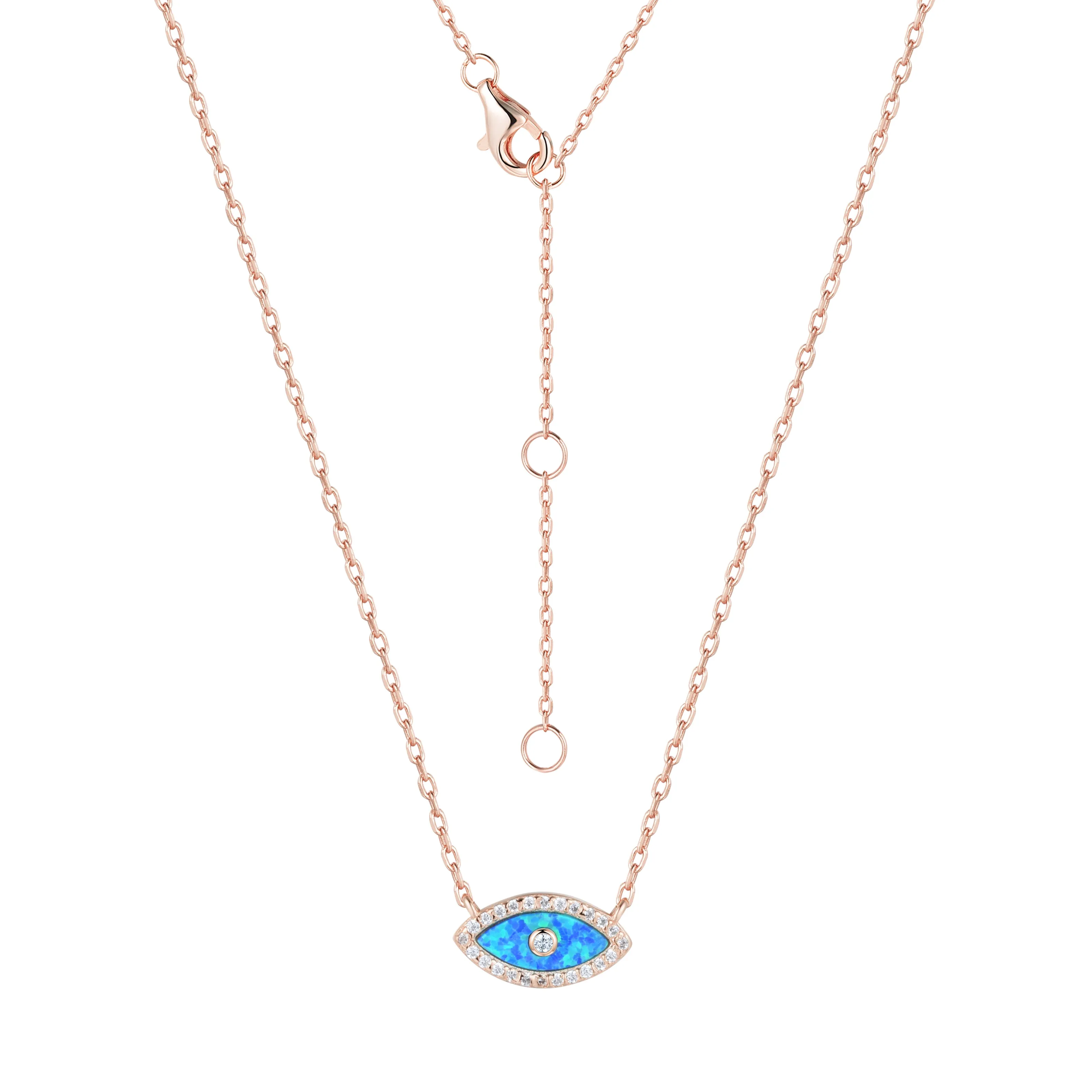 ALANI EVIL EYE BLUE OPAL ROSE GOLD NECKLACE