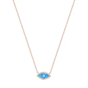 ALANI EVIL EYE BLUE OPAL ROSE GOLD NECKLACE