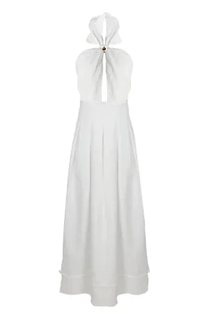 AMBAR HALTERNECK PLEATED MAXI DRESS