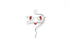 Amber Cat Brooch