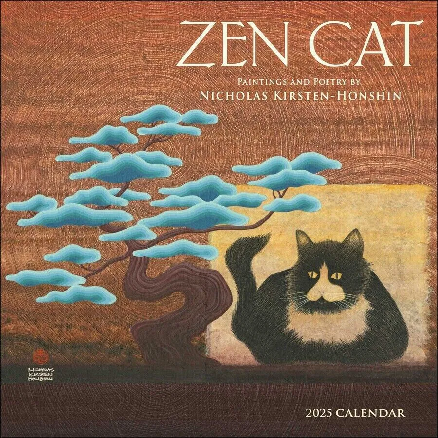 Amber Lotus Zen Cat 12x12 2025 Wall Calendar