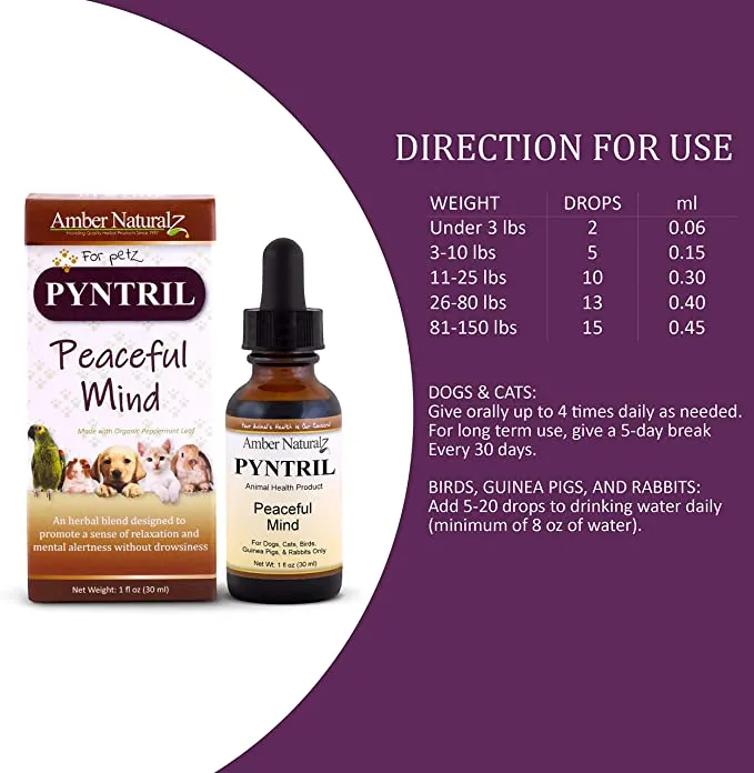 Amber Naturalz Pyntril: Peaceful Mind - for Pets, 1 Ounce