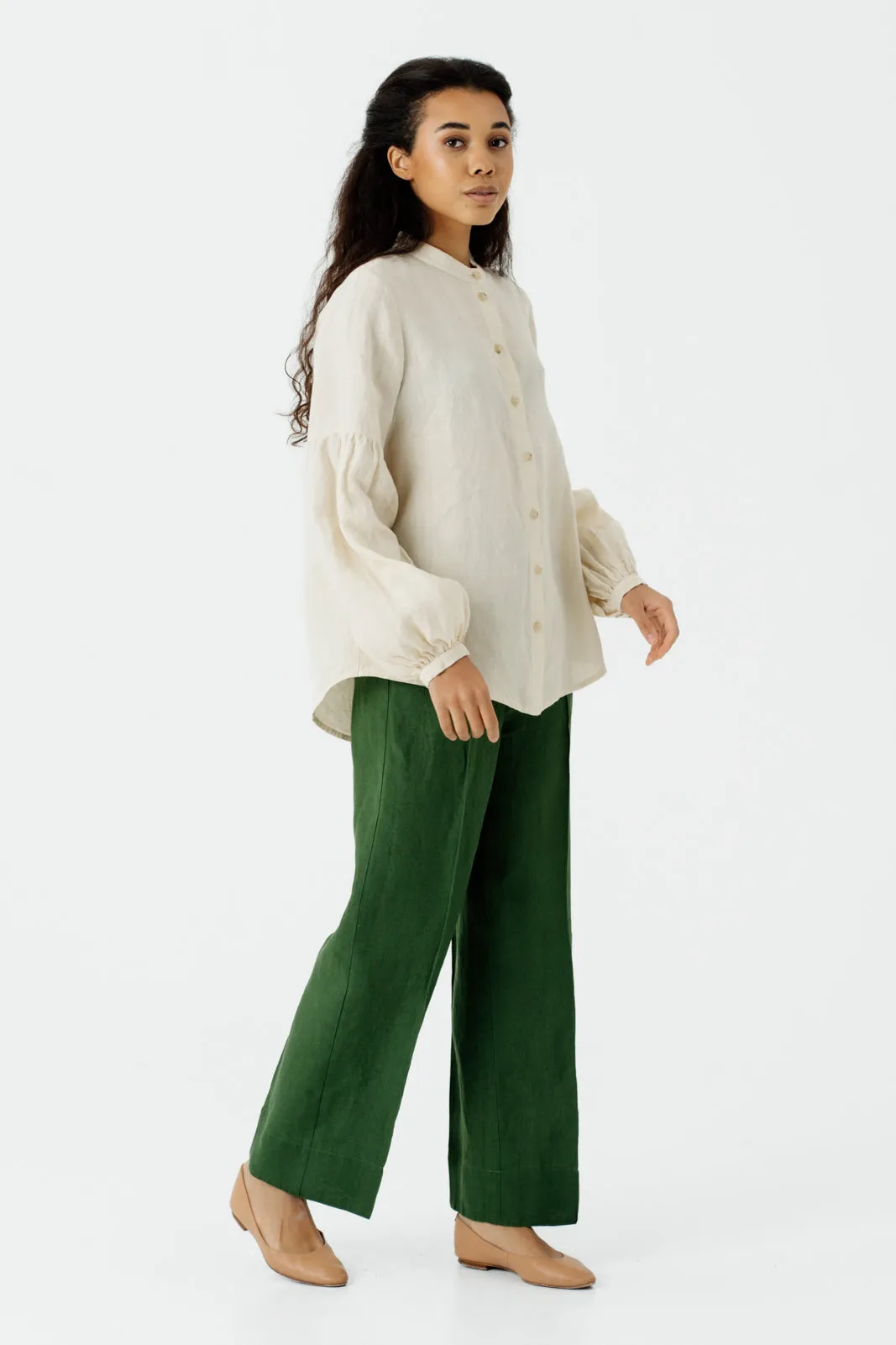 Amber Shirt, Long Sleeve, Hemp, Milky White