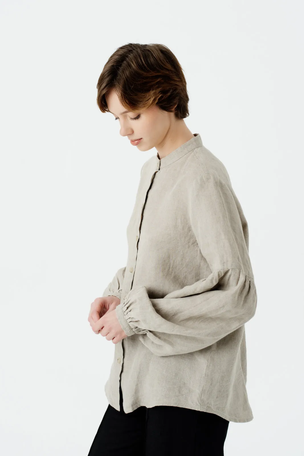 Amber Shirt, Long Sleeve, Natural Linen
