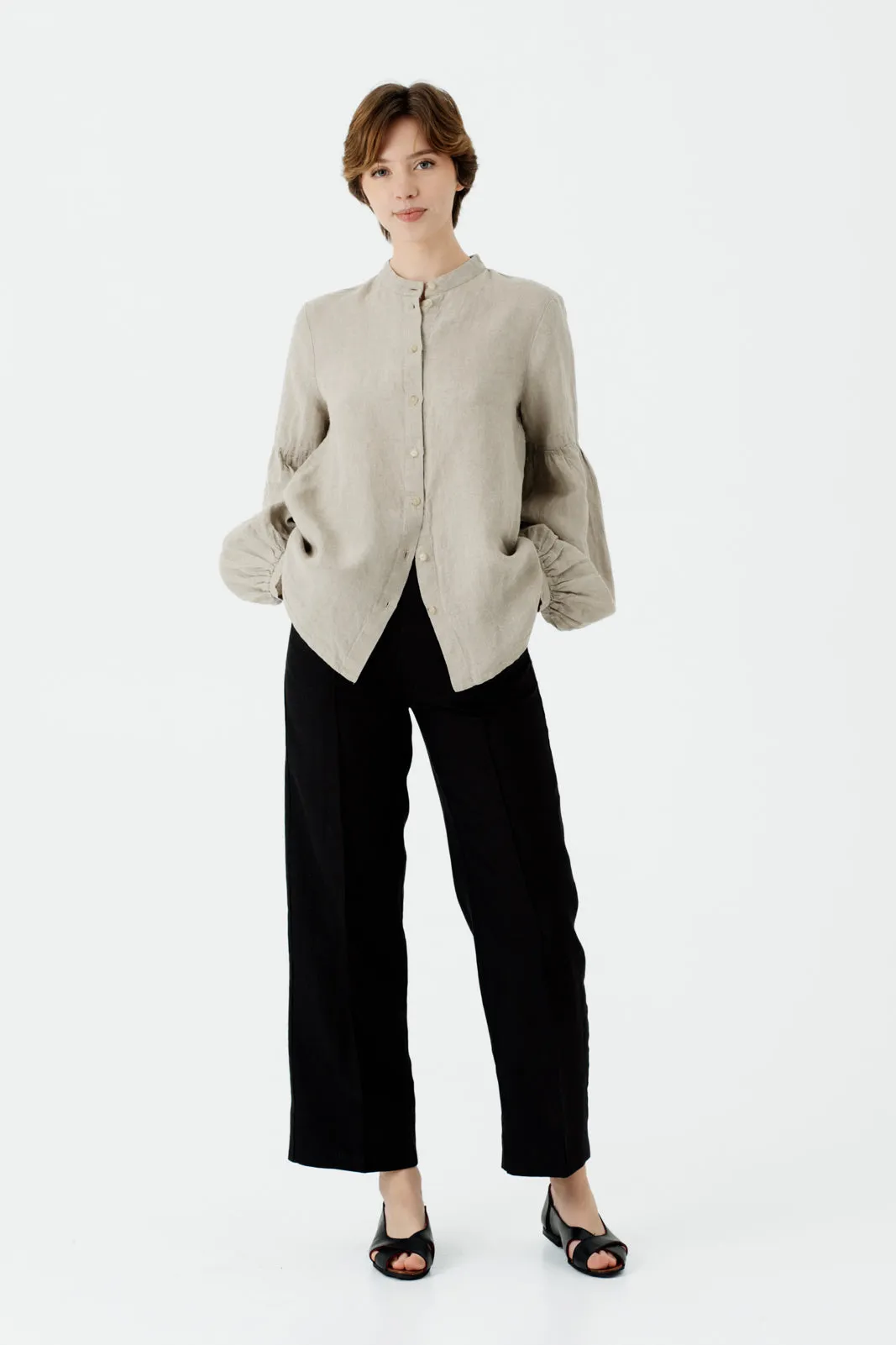 Amber Shirt, Long Sleeve, Natural Linen