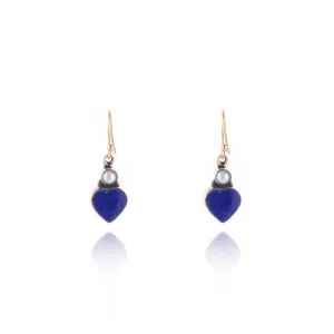 Amelia Lapis Heart Earrings, Gold Vermeil