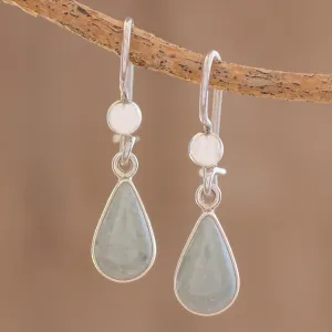 Apple Green Tears Drop-Shaped Jade Dangle Earrings in Apple Green