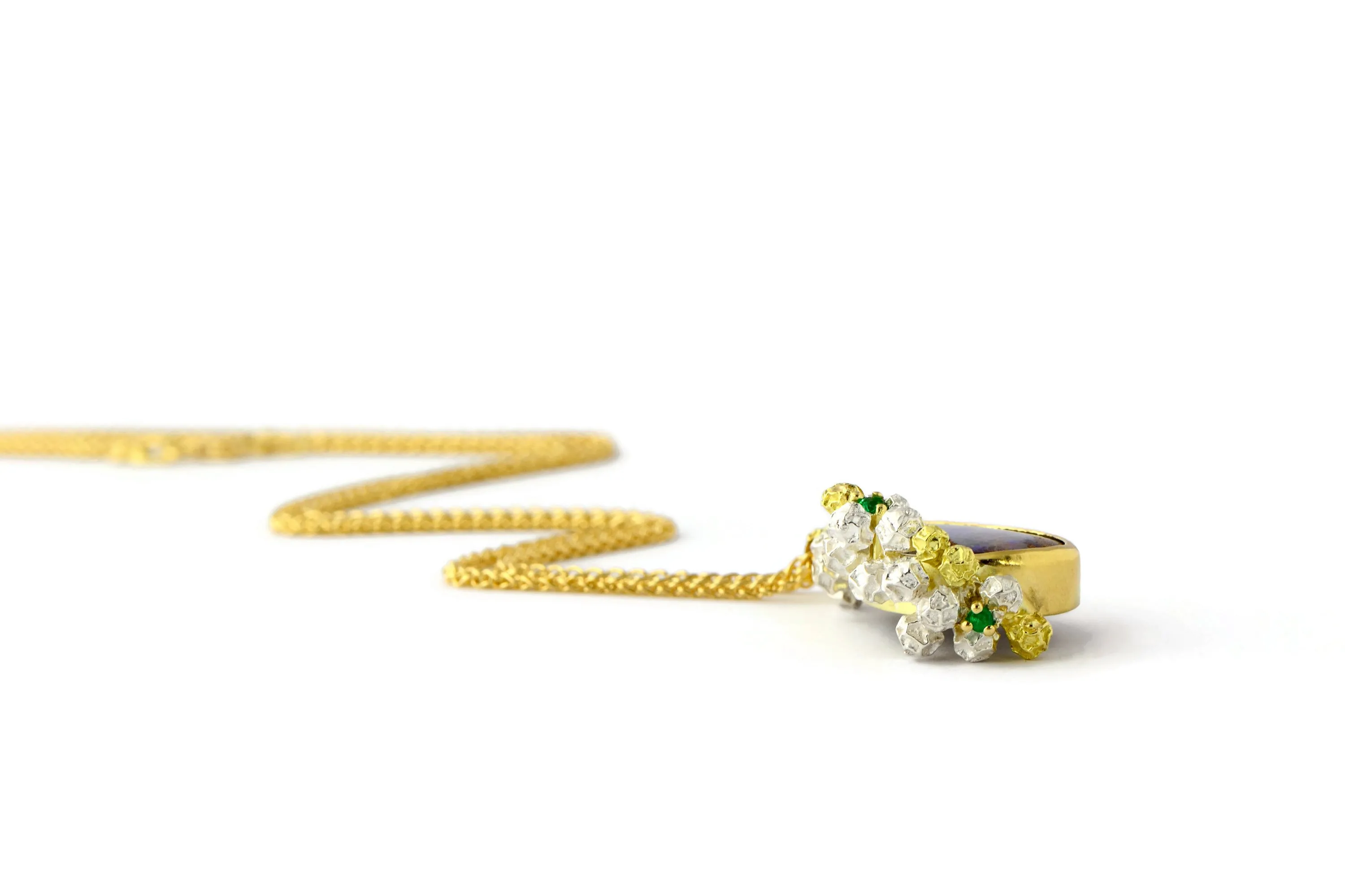 Australian opal and emerald necklace