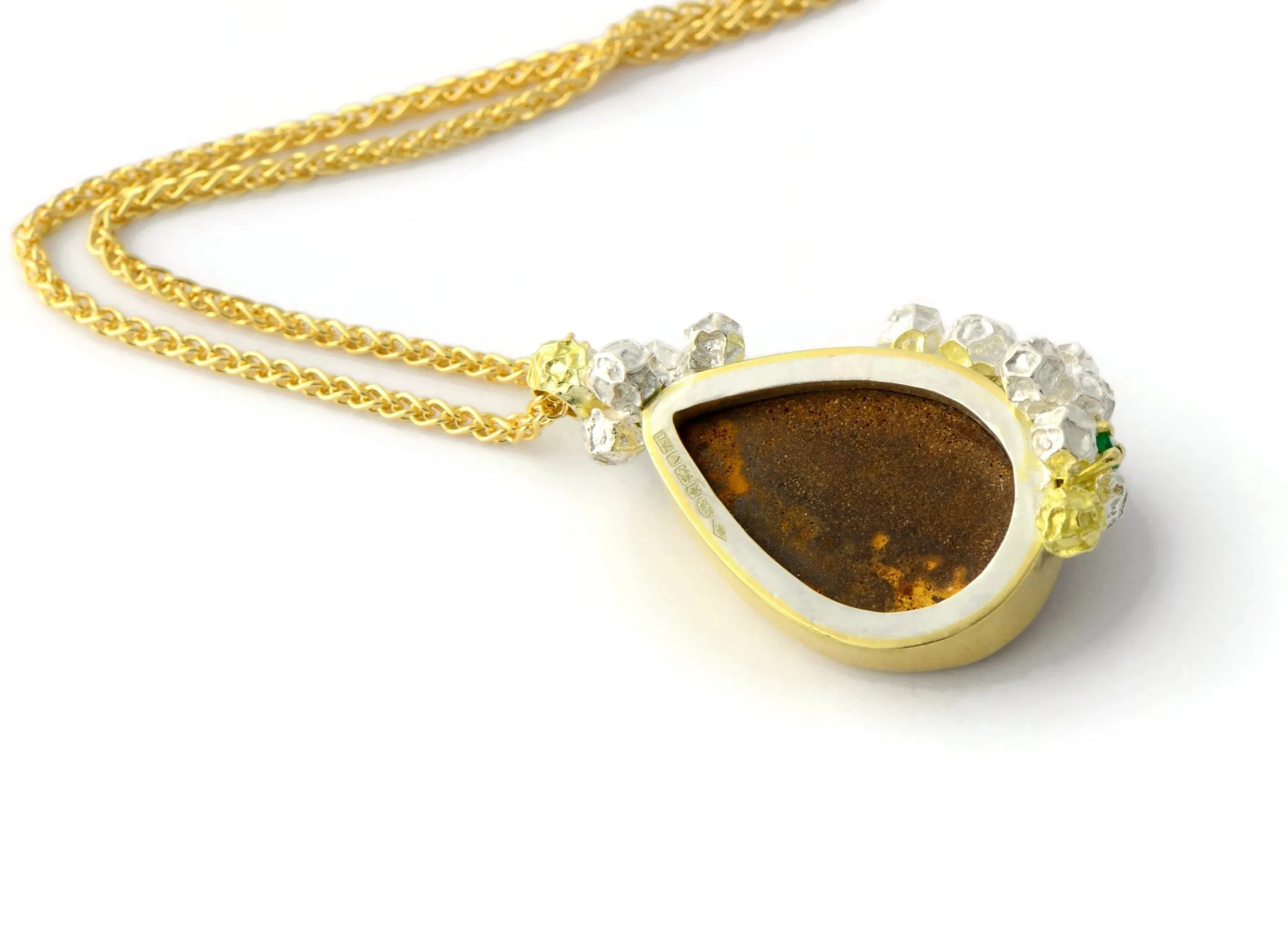Australian opal and emerald necklace