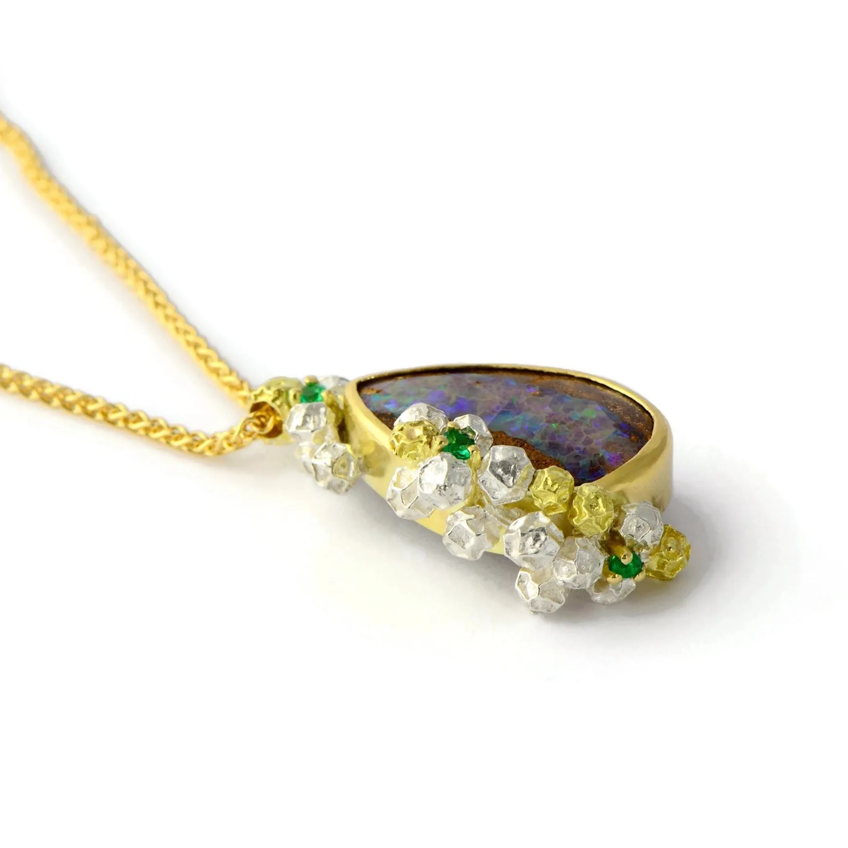 Australian opal and emerald necklace