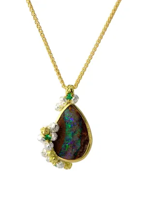 Australian opal and emerald necklace
