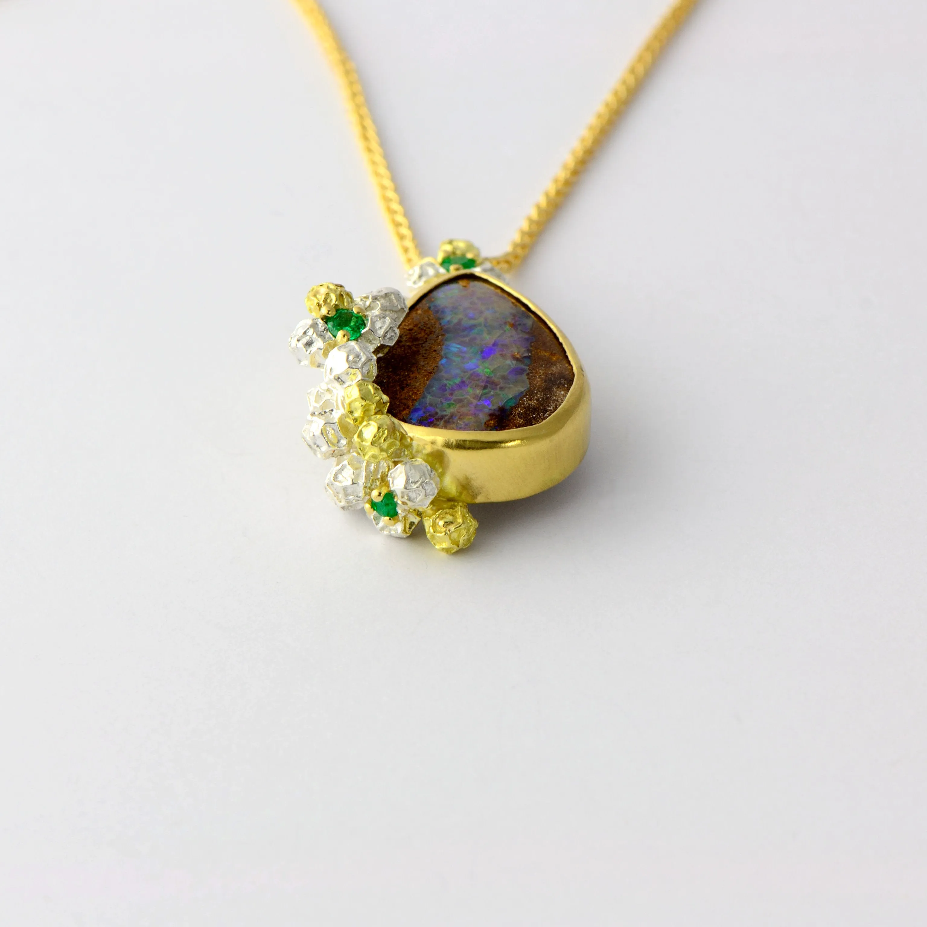 Australian opal and emerald necklace