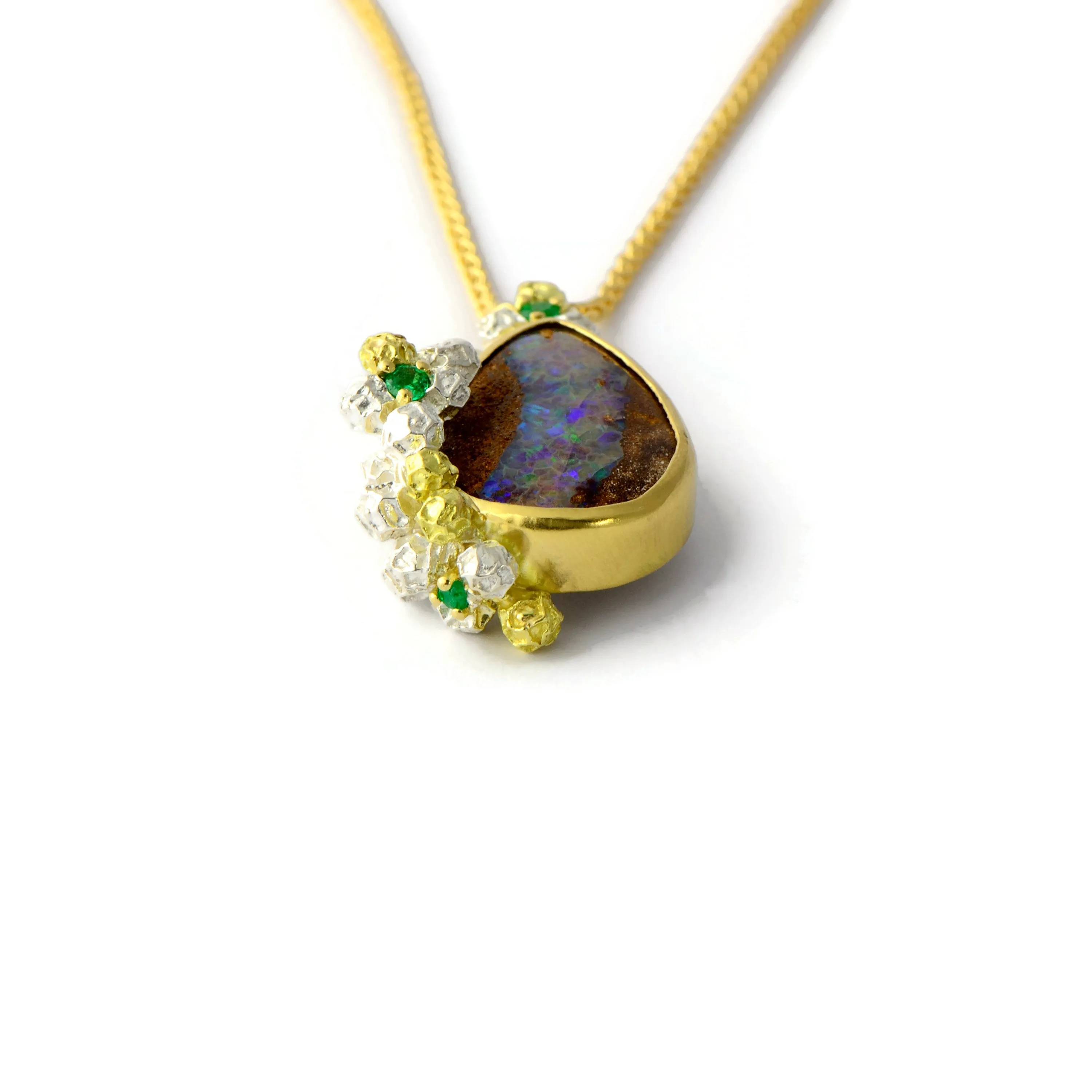 Australian opal and emerald necklace