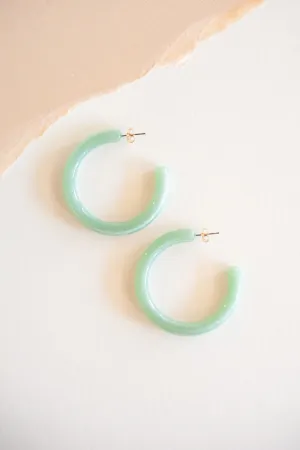 Avery Lucite Earrings | Mint Summer Hoops