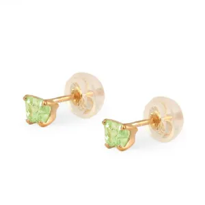 Baby 14K Yellow Gold Peridot C.Z. Butterfly Stud Earrings