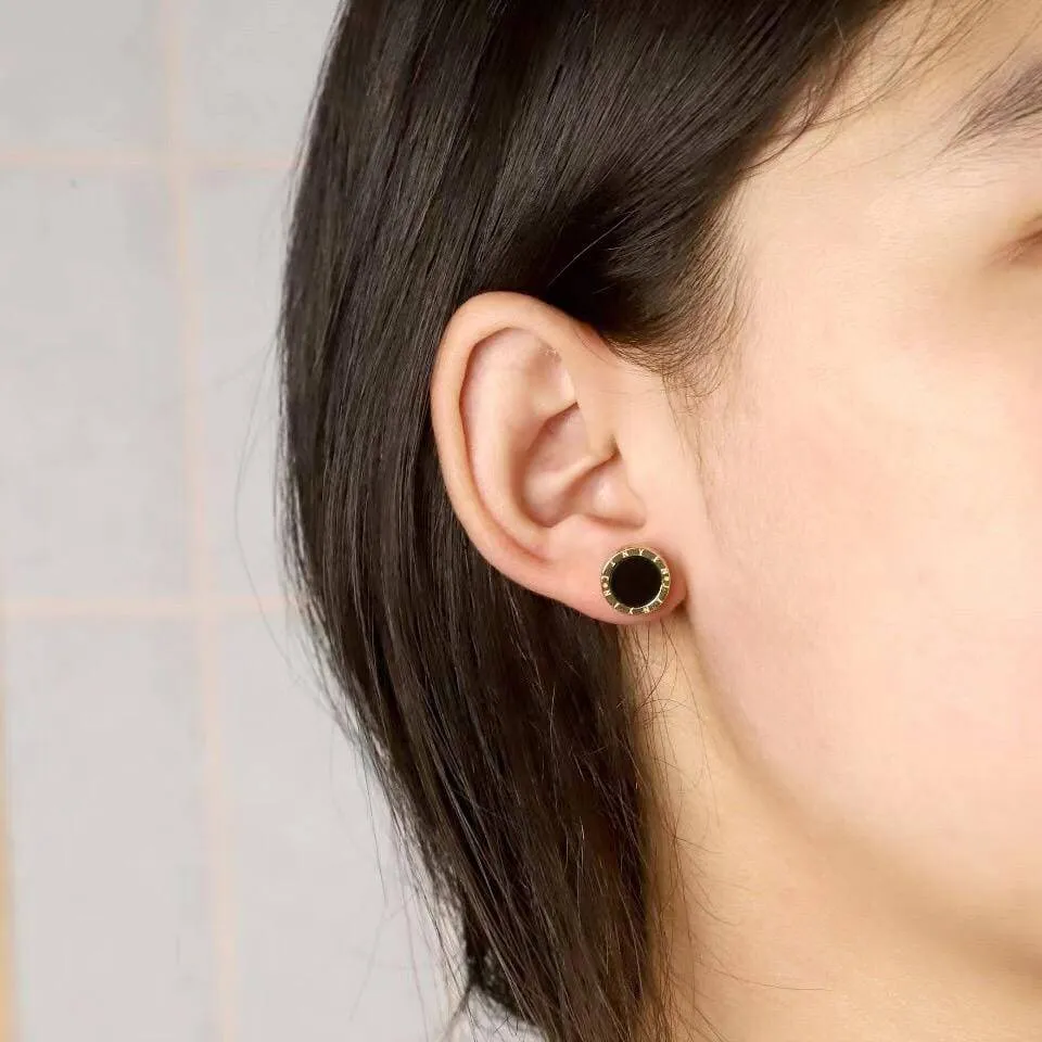 Baikalla™ Sterling Silver Real Black Nephrite Jade Classic Stud Earrings