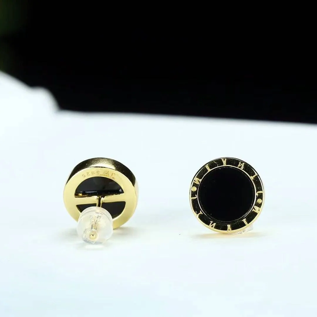 Baikalla™ Sterling Silver Real Black Nephrite Jade Classic Stud Earrings