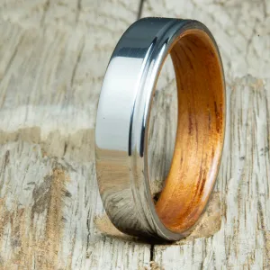 Bentwood Koa ring - polished titanium