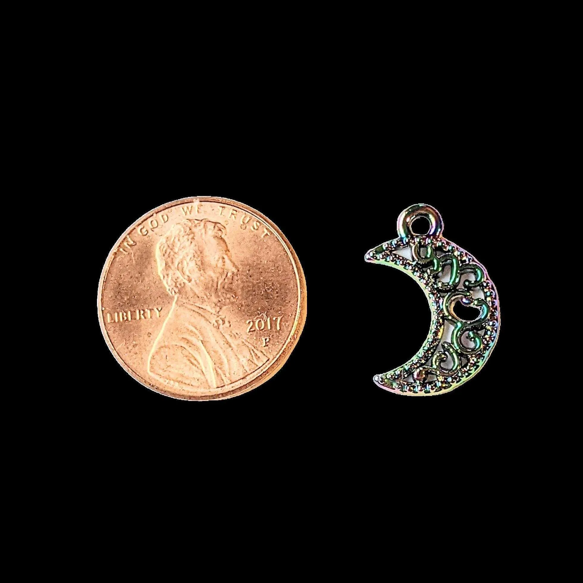Black Electroplated Filigree Crescent Moon Charm