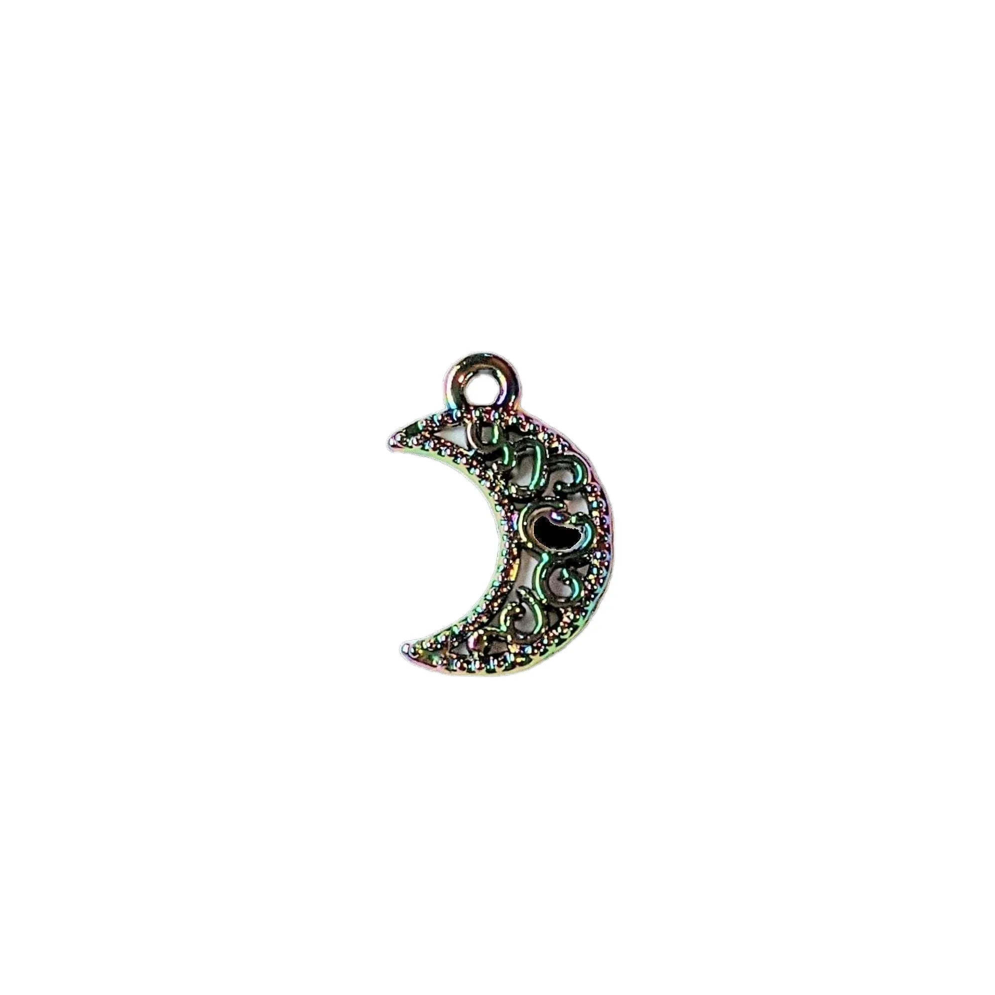 Black Electroplated Filigree Crescent Moon Charm