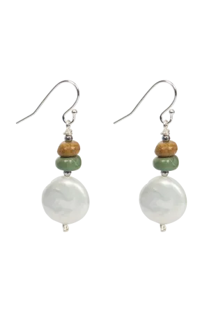 Breathe Deep Pearl Button Earrings