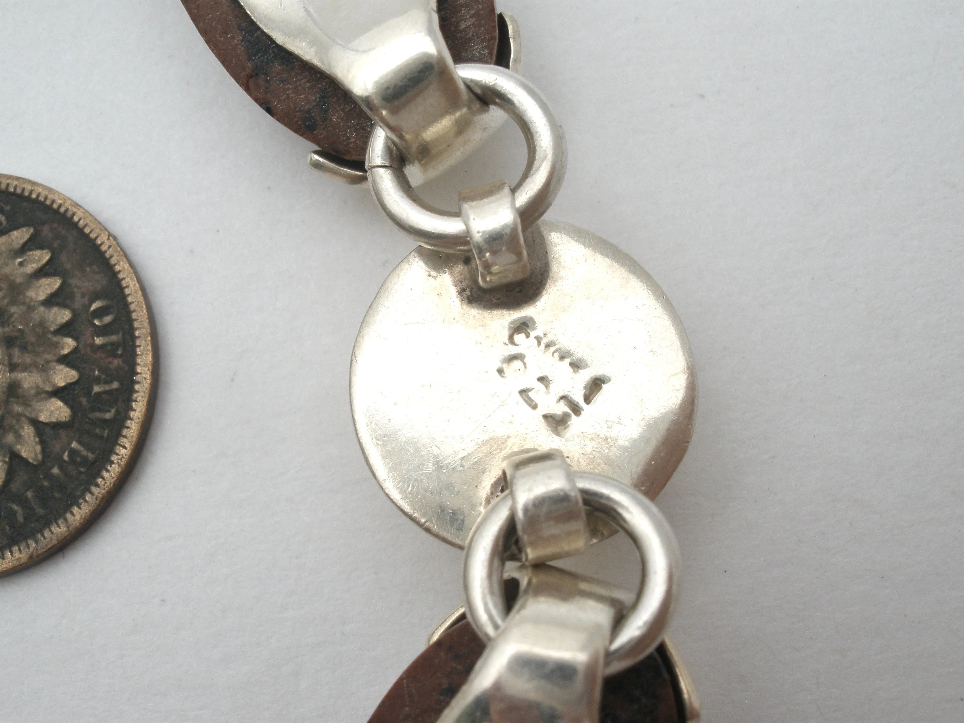 Brown & Black Jasper Sterling Silver Bracelet Vintage