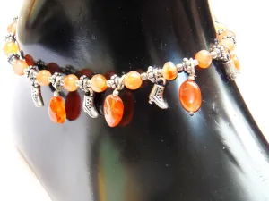 Carnelian Anklet - made up from Carnelian beads