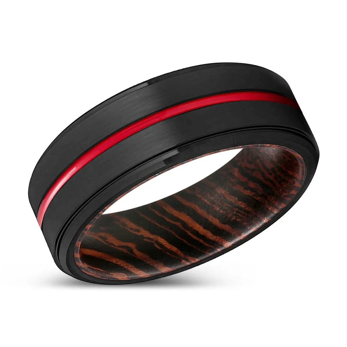 CHAPPIE | Wenge Wood, Black Tungsten Ring, Red Groove, Stepped Edge