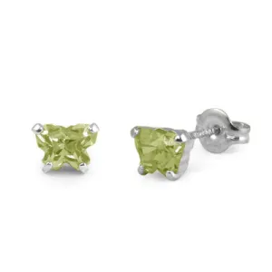 Children 14K White Gold Peridot C.Z. Butterfly Stud Earrings