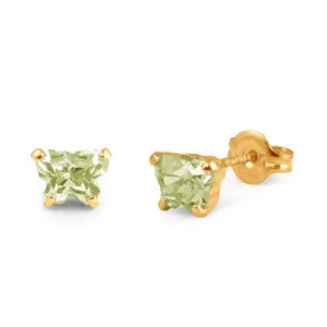 Children 14K Yellow Gold Peridot C.Z. Butterfly Stud Earrings