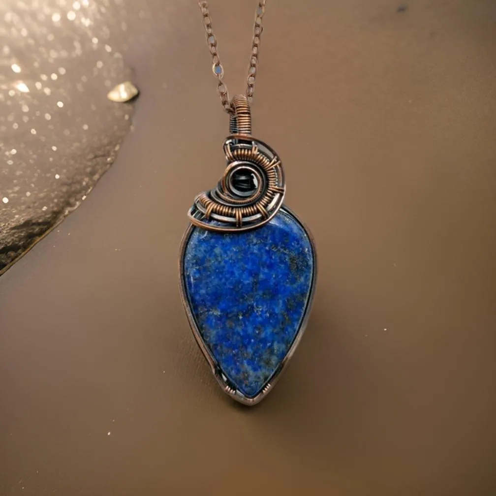 Copper wrapped - lapis lazuli - Necklace