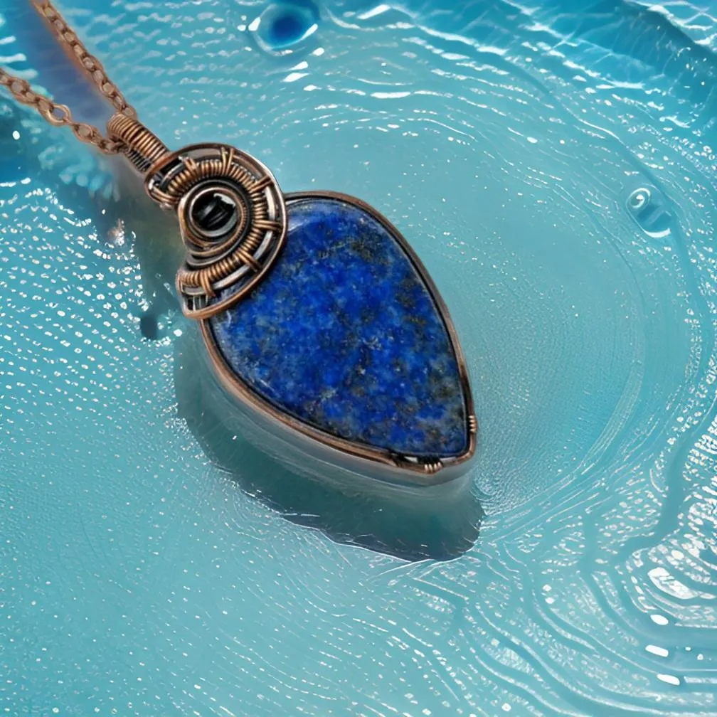 Copper wrapped - lapis lazuli - Necklace