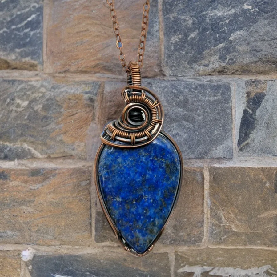 Copper wrapped - lapis lazuli - Necklace