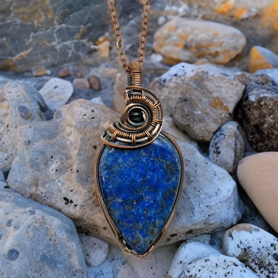 Copper wrapped - lapis lazuli - Necklace
