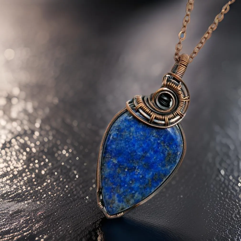 Copper wrapped - lapis lazuli - Necklace