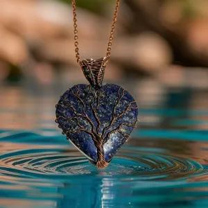 Copper wrapped, Tree of life, Lapis lazuli, Necklace