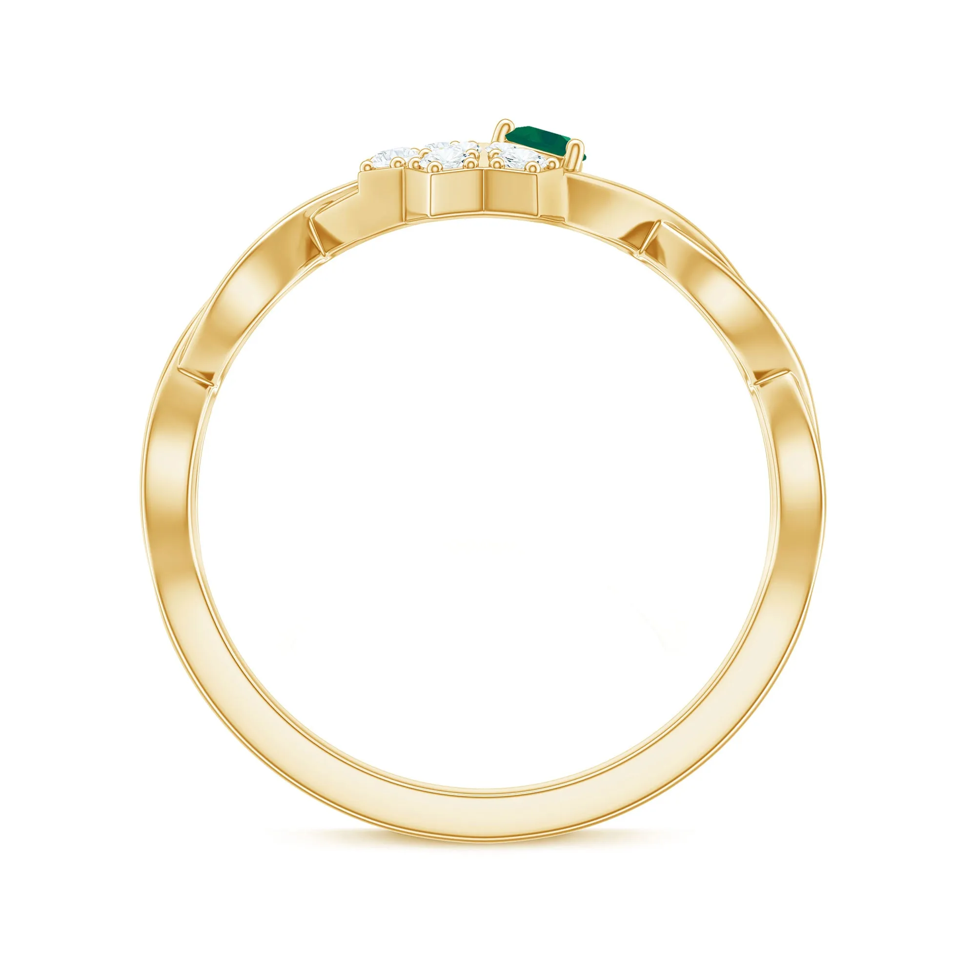 Crossover Emerald and Diamond Flower Ring