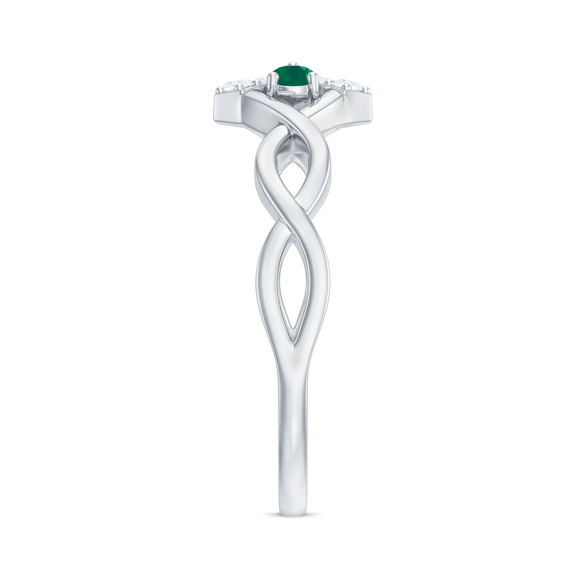 Crossover Emerald and Diamond Flower Ring