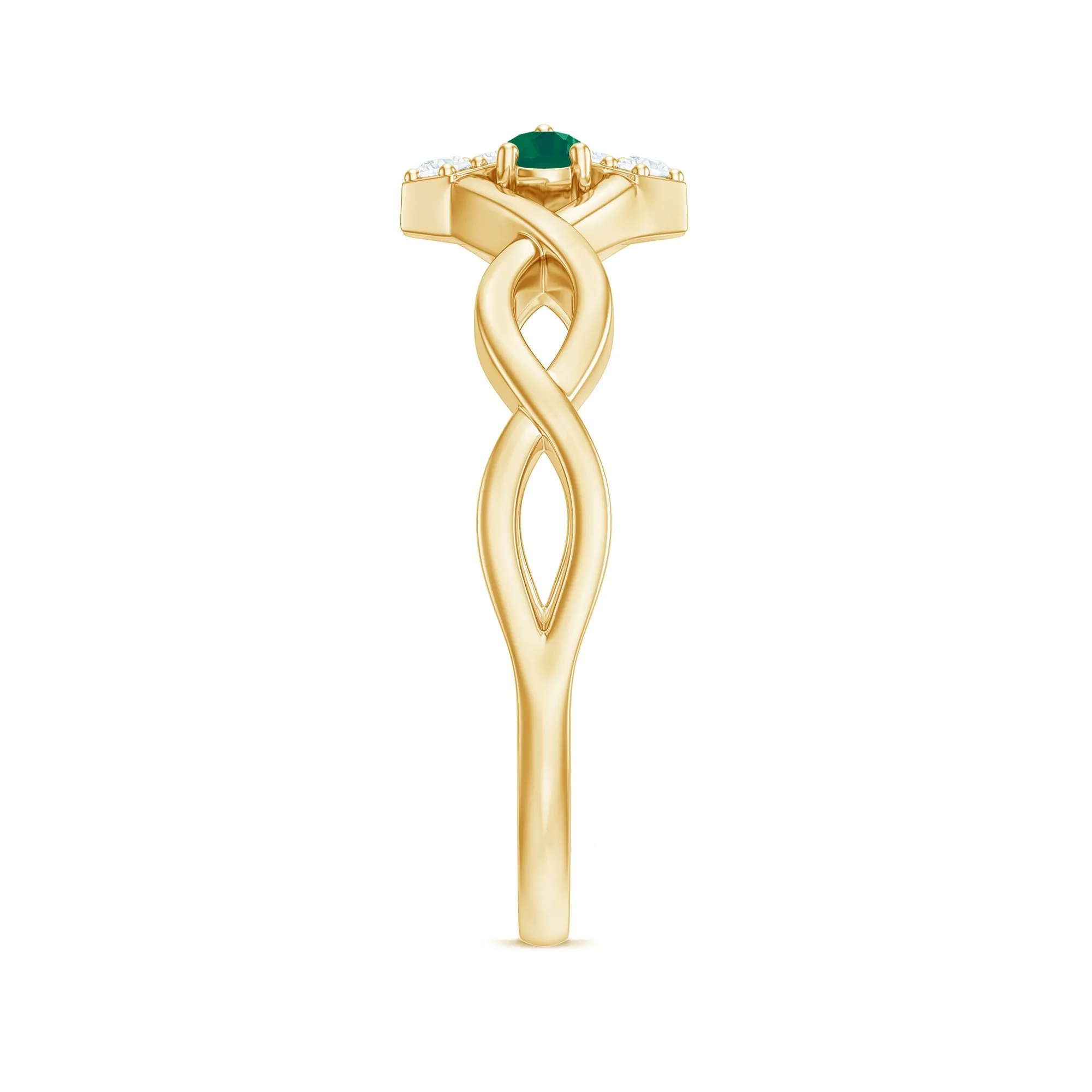 Crossover Emerald and Diamond Flower Ring