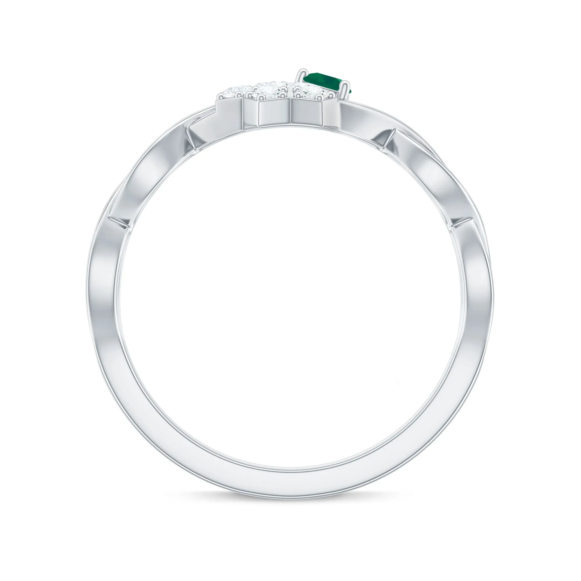 Crossover Emerald and Diamond Flower Ring