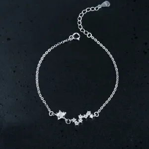 Crystals Chain Star Bracelet Setting Tray Bulk Sterling Silver Fine 925 4x4mm For One Stone Five Prongs Adjustable DIY Jewelry Wholesale