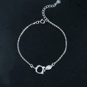Crystals Fox Oval Base Chain Bracelet Setting Tray Bulk Sterling Silver Fine 925 7x8mm For One Stone Bead Adjustable DIY Jewelry Wholesale