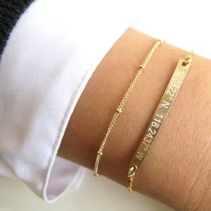 Custom Gold Bar Bracelet Set - Satellite Chain - CG227B-404. Starts at