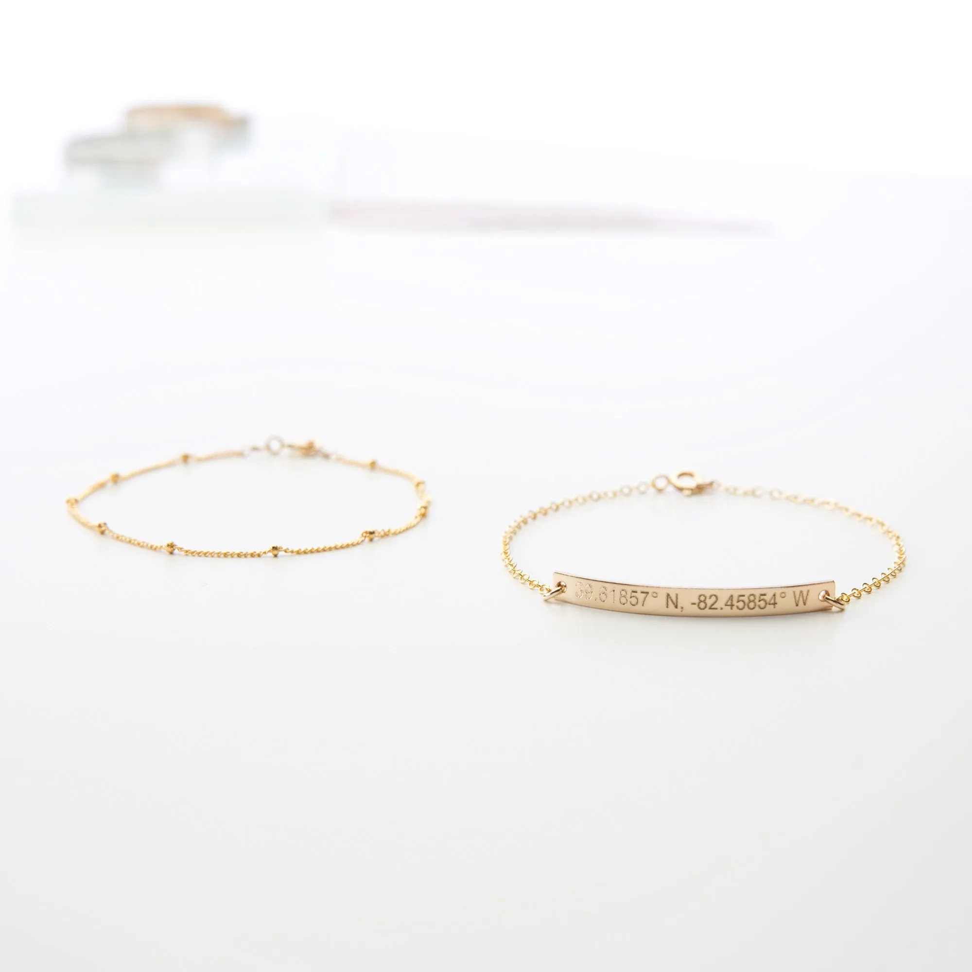 Custom Gold Bar Bracelet Set - Satellite Chain - CG227B-404. Starts at