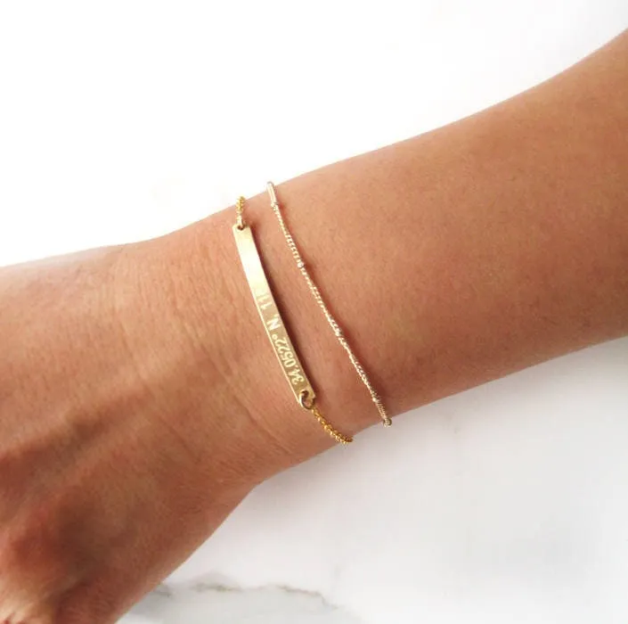 Custom Gold Bar Bracelet Set - Satellite Chain - CG227B-404. Starts at