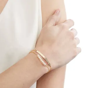 Custom Gold Bar - Small Freshwater Pearl Bracelet Set - CG227B-404. Starts at
